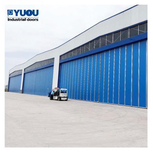 Airplane Bi Fold Hangar Door Exterior Hot Dip Galvanized Steel 22m Height 550W Motor