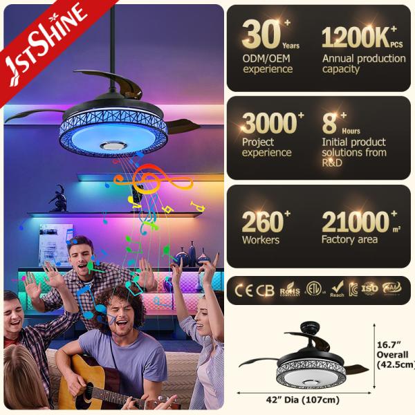 Música Ultra Silenciosa Ventilador de Tecto Invisível Lâmpadas Controle Remoto