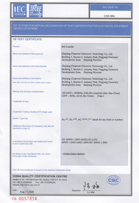 Zhejiang Chuanwei Electronic Technology Co., Ltd. Сертификации