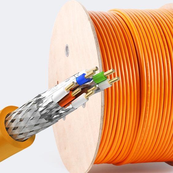 Wholesale Bulk CAT6A SFTP 23AWG Cable CPR LSZH Orange Jacket 10Gbps Industrial-Grade Cable