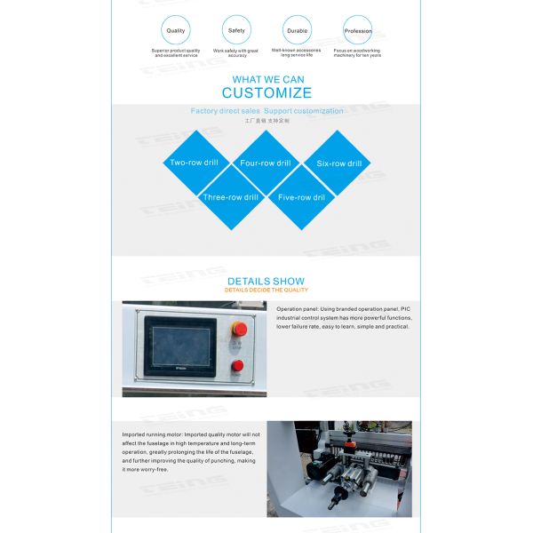 Video Technical Support Multi Boring Machine for Woodworking CNC Deep Hole Drilling