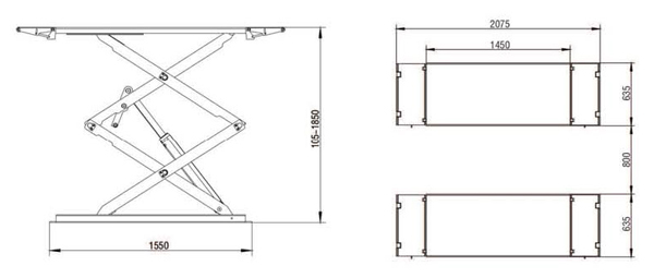 вертикаль привода цилиндра двойника 380V 3000kg ультра тонкая Scissor подъем