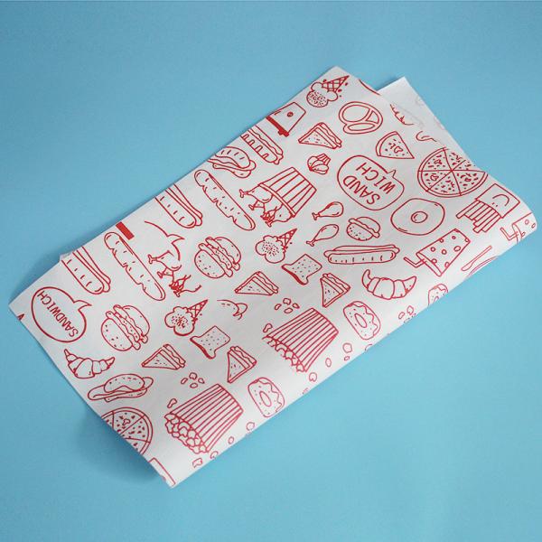 Eco Friendly Grease Proof Burger Gift Wrapping Paper Wax Paper Sheets For Food Restaurant