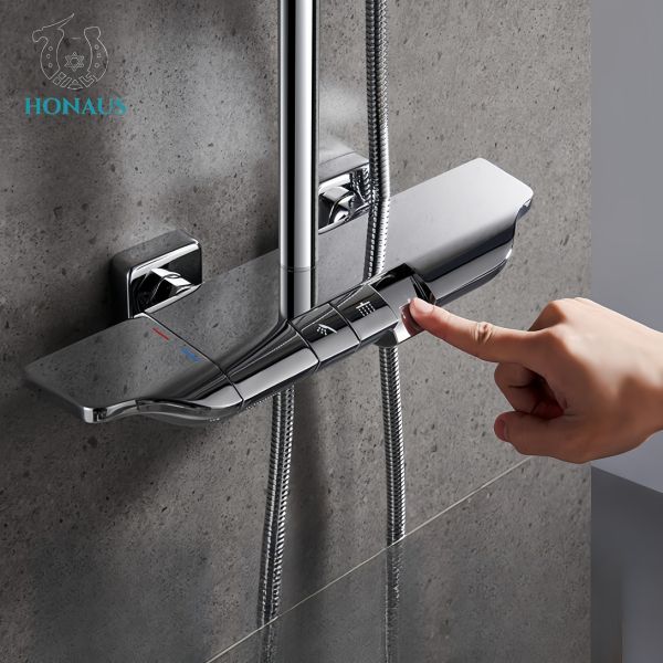 Bathroom Exposed Valve Showers Three Outlets Multi Modes Spray Full Brass Chrome