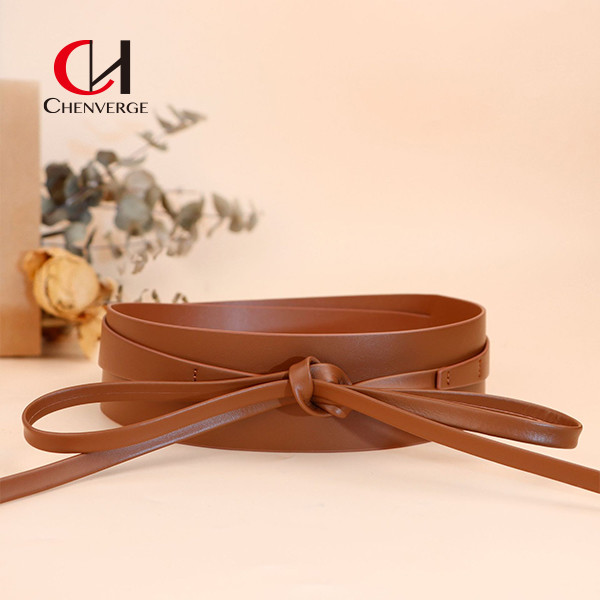 Размер кожаного пояса дам Брауна свитера винтажного пальто регулируемый
