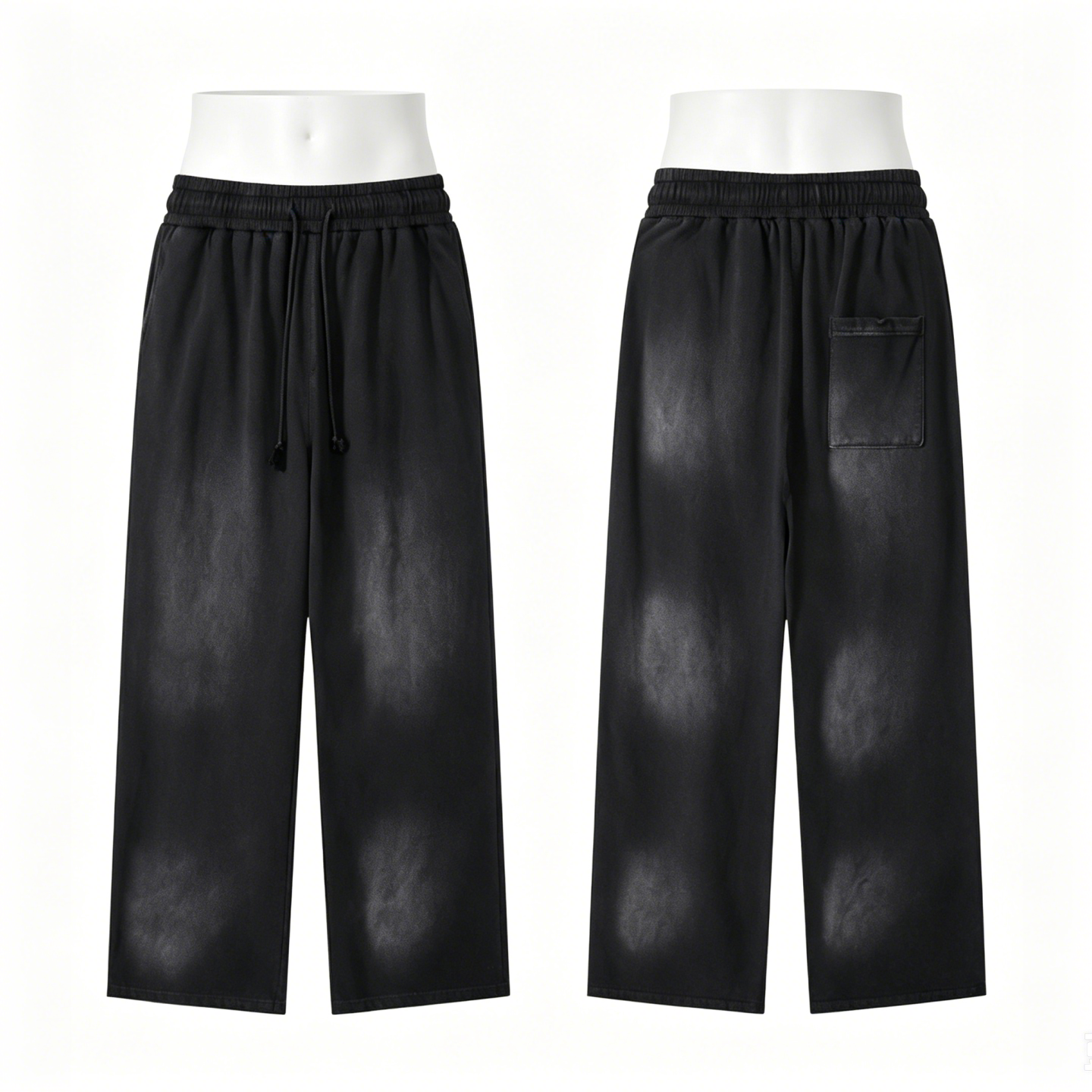 Spray Wash Cotton Straight Leg Pants High Waist Cotton Straight Leg Trousers No Stretch