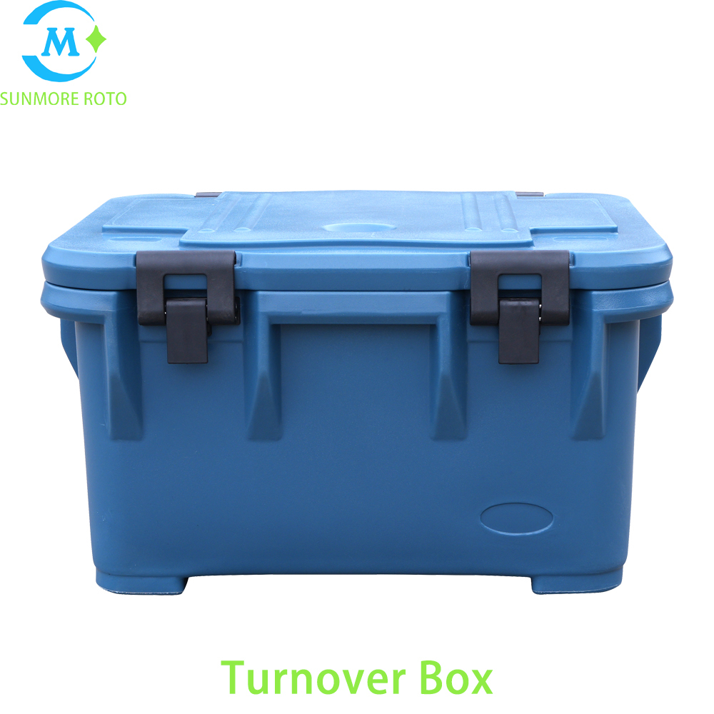SUNMORE ROTO Rotomolded Solid Plastic Turnover Storage Box, Airtight Heavy Duty Transport Container With Plastic Buckles For Seafood, Food & Logistics Circulation