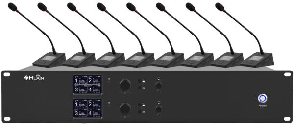 Wireless Microphone System Physical Button UHF 4 Channel Lecture Desktop Gooseneck Mic for Karaoke Church Conference