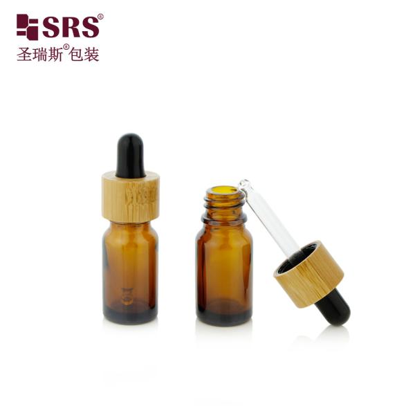 Luxo Bambu Ombro Vidro Serum Facial Elegante Disponível em estoque Garrafa 10ml