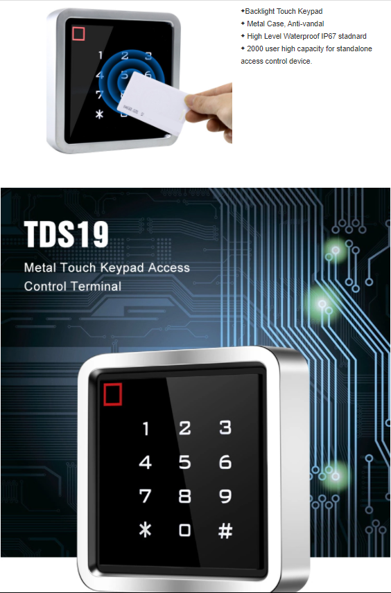 Управление доступом карты кнопочной панели водоустойчивое IP68 WG26 RFID касания