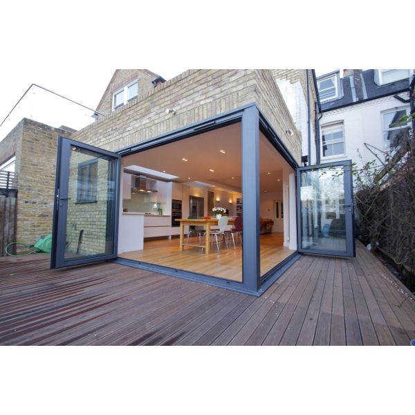 ODM Aluminum Folding Doors , Frosted Glass Corner Folding Doors For Luxury Villa