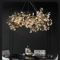 Modern Restaurant Chandelier 3000-6500K All Copper Branch Crystal Stone Chandelier