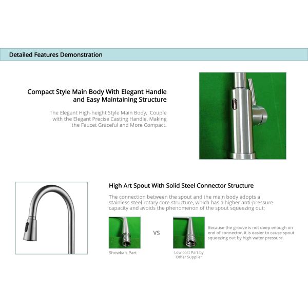 кран кухни рукава с плетеной внутренней прокладкой CUPC ручка умного однорычажная