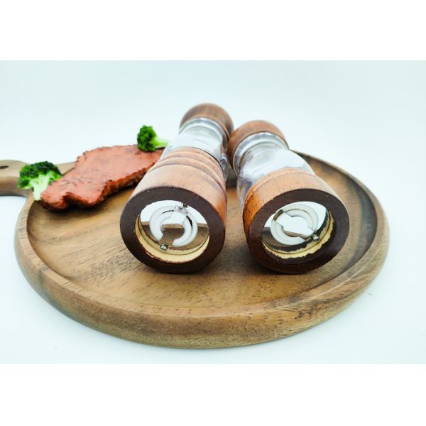 Acrylic And Wood Salt Pepper Mill Grinder Condiment Salt And Pepper Grinder Set