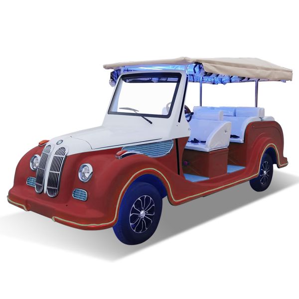 Серый классический автомобиль 8 мест Электрический туристический автомобиль Сюжетный автобус Три ряда мест