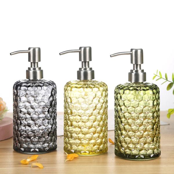 Bouteilles en verre recyclables de shampooing/bouteille en verre liquide savon du cylindre 500ml