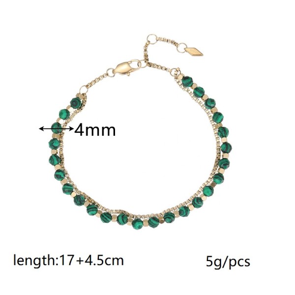New Bohemian Style 18K Gold Plated Stainless Steel Box Chain Beaded Bracelet Fashion Women's Jewelry Bracelets