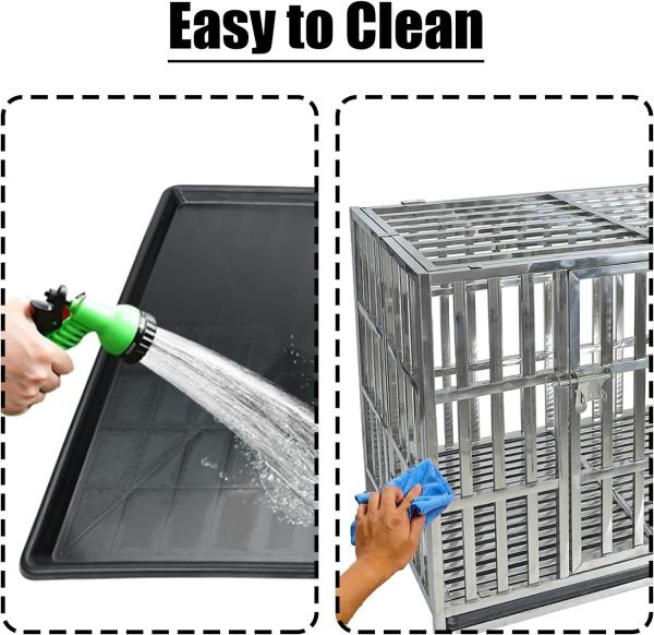 47 Inch Heavy Duty Stainless Steel Dog Cage High Anxiety Indestructible and Escape-Proof Dog Crate Kennel for Large