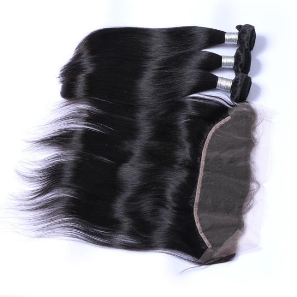 Virgin Weave Peruvian Straight Hair Bundles 10a With 13x4 Lace Frontal