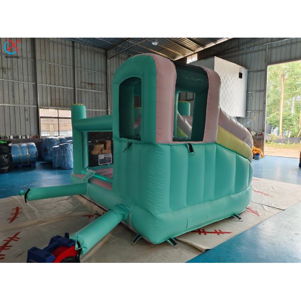 Commercial-Grade PVC Pastel Bouncy Castle with Slide for Kids Parties & Events