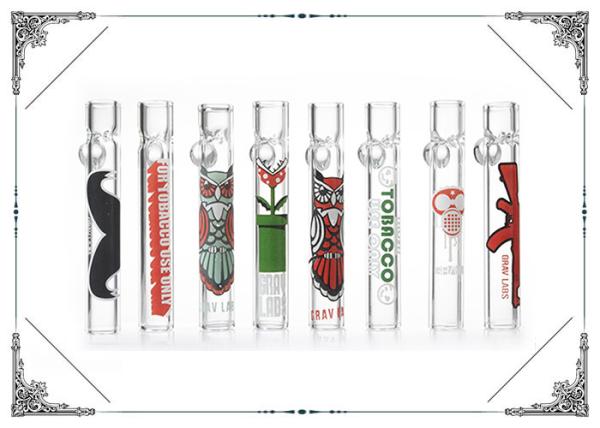 3 Inches Stickers Printed Chillums Hand Pipes Hand Blown Bongs