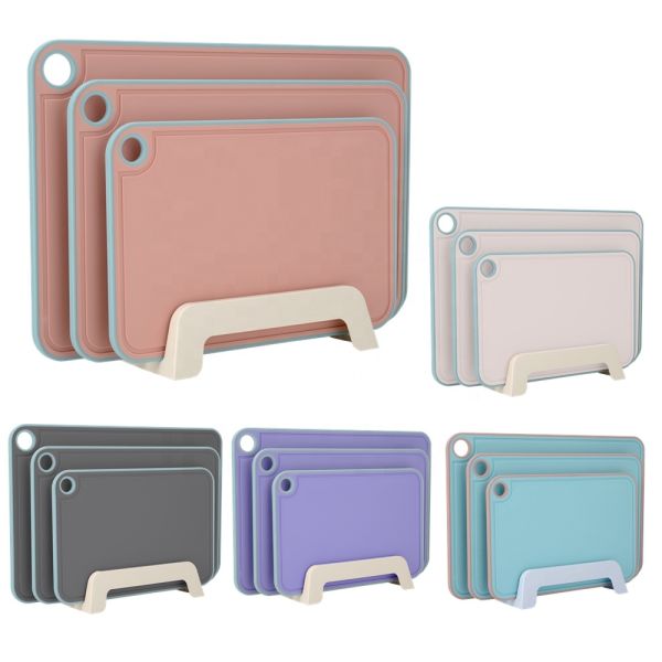 Customizable Multifunction Kitchen Plastic Index Anti-slip PP Chopping Block Cutting Board Set With Stand