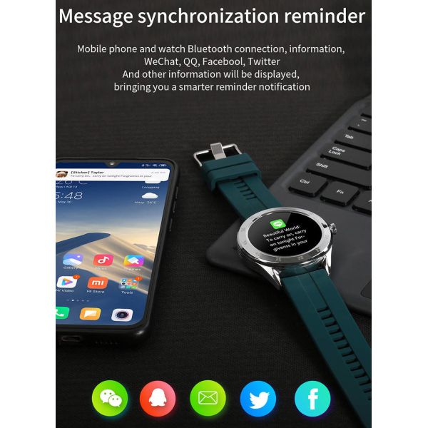1.54 Inch Full Touch Fitness Smartwatch Full Touch Fitness Tracker 200mAhWith Weather Push