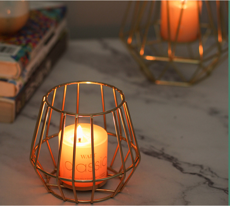 Simple Iron geometric Candle Holder Wedding Home Gem Candle stand Craft