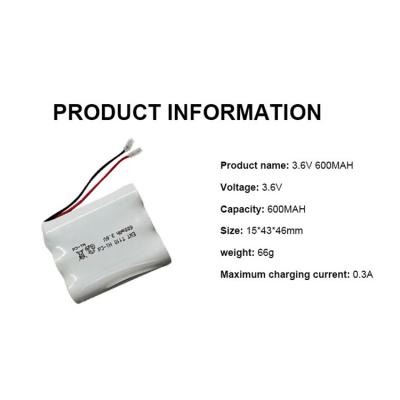 Bateria recarregável de níquel-cádmio 800mAh 3.6v 600mah Bateria Nicd