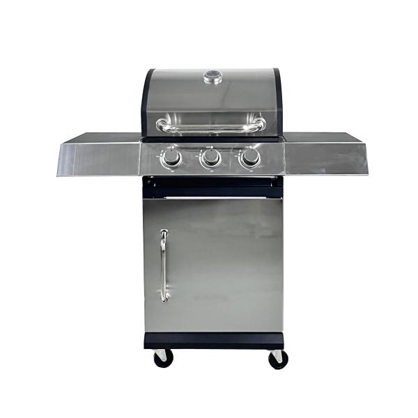 3 1 Burners Stainless Steel Gas Grill for Outdoor Cooking on 110x44x112 cm Trolley