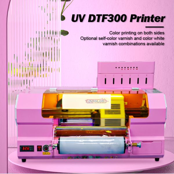 Fcolor UV DTF300 Roll to Roll DTF Printer Automatic Lamination Dual Power Winding Varnish Printing Direct to Film Printer