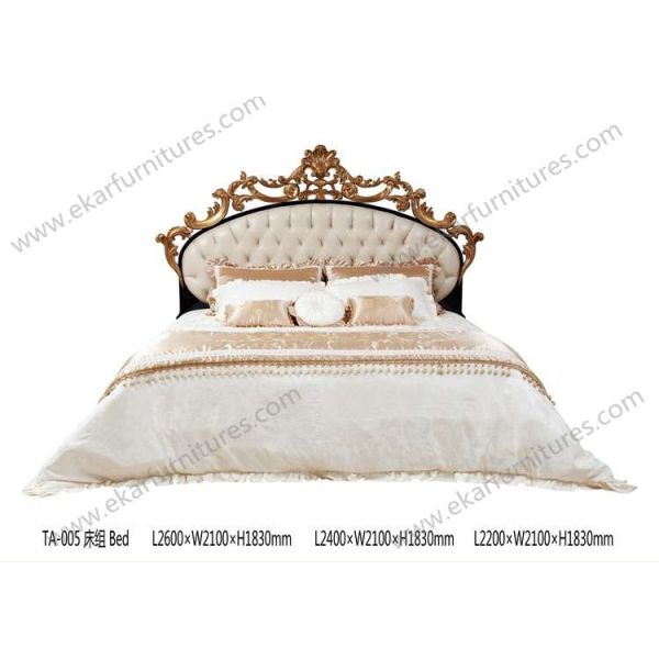2015 New Design Dubai Furniture Classic Gold Hand Carved King Bed FB-168