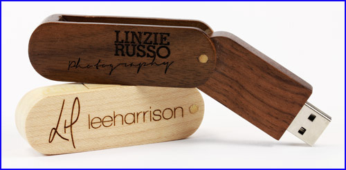 Twister USB Thumb Drive Natural Wood Bamboo Material Capless Design