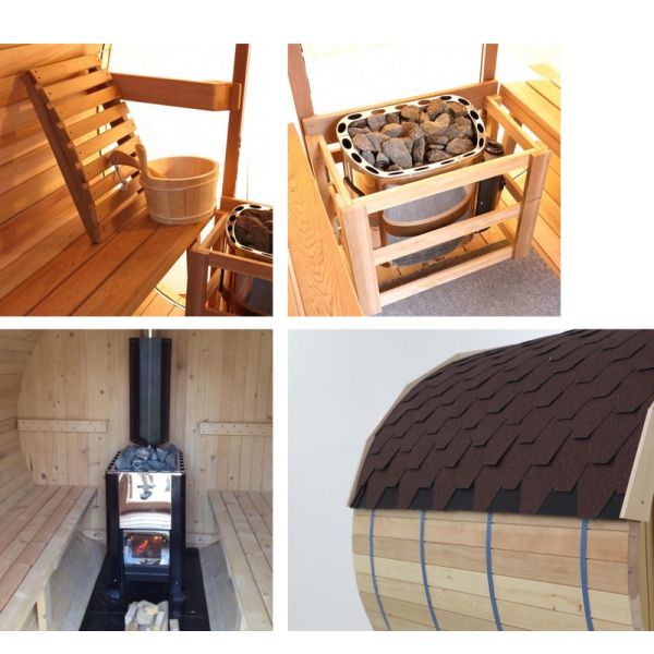 2022 Popular Traditional 3-4 Person Barrel Sauna Room With Heater Chamber Outdoor Use Pretty Sauna Harvia Sauna For Family Canadian Pine