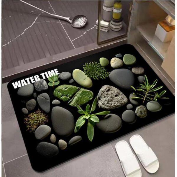 Élargissement du tapis de sol de salle de bain en pierre de l'air Cartoon Pebble Diatom Mat de sol de boue absorbant l'huile de cuisine