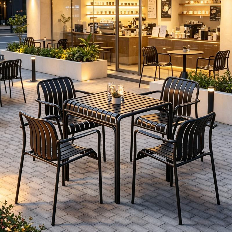 Weather-Resistant Aluminum Garden Chairs with Modern Design for Outdoor Furniture and Restaurant Sets - Fully Customizable