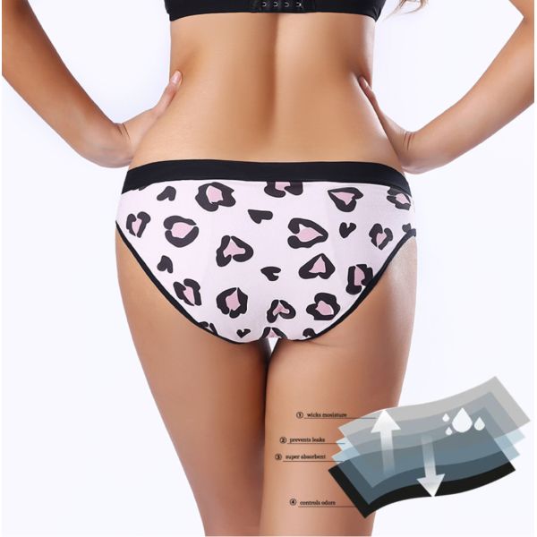 Leak Proof Period Proof Underwear For Teenage Undies Cotton Leopard Print Style Heavy Flow