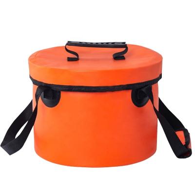 Le cercle forment le seau de pêche imperméable pliable de PVC de seau pliant de plage