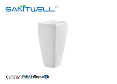Rectangular Shape Bathroom Pedestal Basins Self Cleaning Glazed White Color
