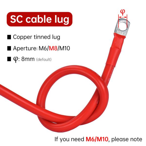 20CM-100CM 6AWG Silicone Wire UPS Battery Silicone Rubber Cable With Lug