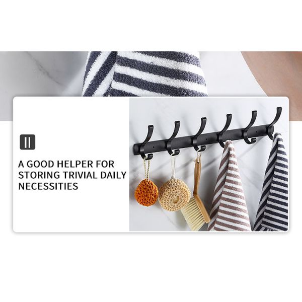 Matte Black Stainless Steel Robe Hooks , Wall Mount Towel Hanger OEM ODM