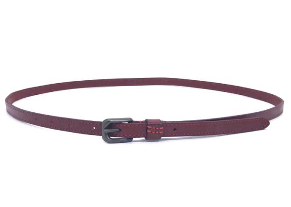 Womens Genuine Cowhide Leather Belt  Thin  Vintage In Red Color
