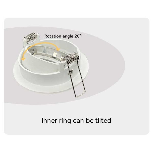 Architectural Die-Cast Aluminum Recessed Spotlight Frame With 20° Tilt And Bi-Directional Rotation