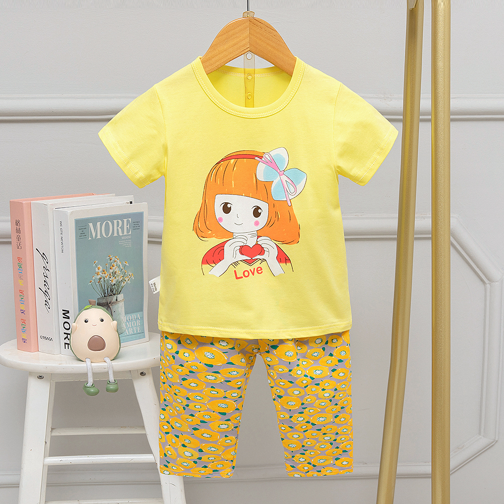 Boys And Girls Short Sleeved Capris Round Neck Night Suit Cotton On Childrens Pyjamas