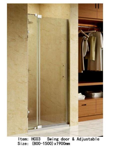 3 Panels Straight Frameless Glass Shower Doors Hinge Opening Style With Adjustable Support Bar
