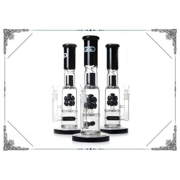 Grace Straight Tube Glass Smoking Water Pipe With Black Inline Perc Bongs 13‘’