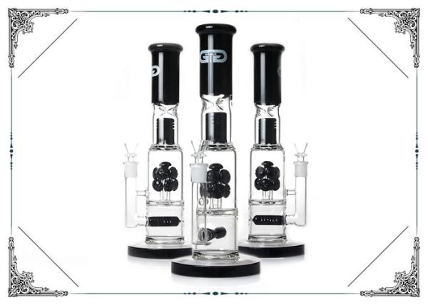 Grace Straight Tube Glass Smoking Water Pipe With Black Inline Perc Bongs 13‘’