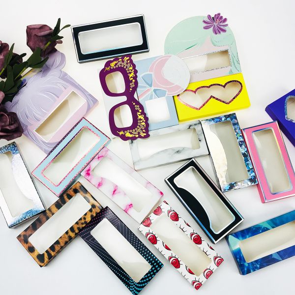 Customize Window Colorful Eyelash Cardboard Boxes For Eyelash Storage Packaging