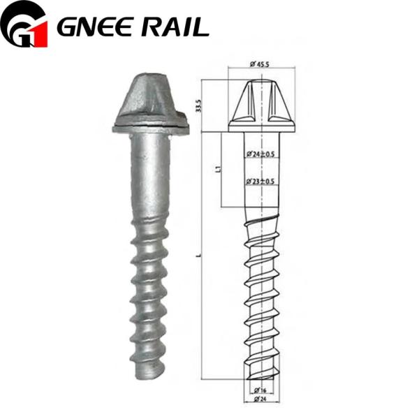 High Strength DHS35 Rail Screw Spike Rail Fasteners for W14 Railway Fastening System