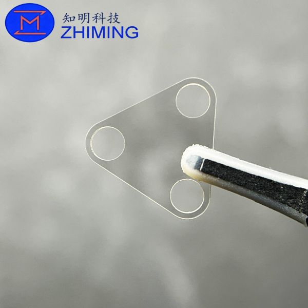 Custom Sapphire Triangular Component with High-Precision Through-Hole